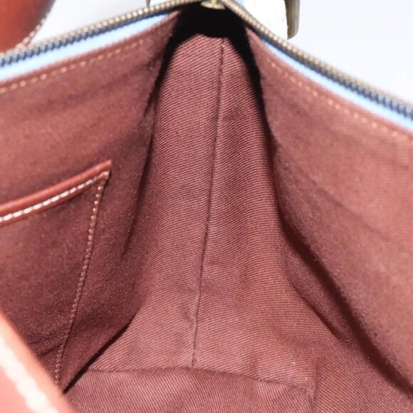 CELINE C Macadam Canvas Shoulder Bag Suede Leather Blue Gold Auth - Picture 11 of 16